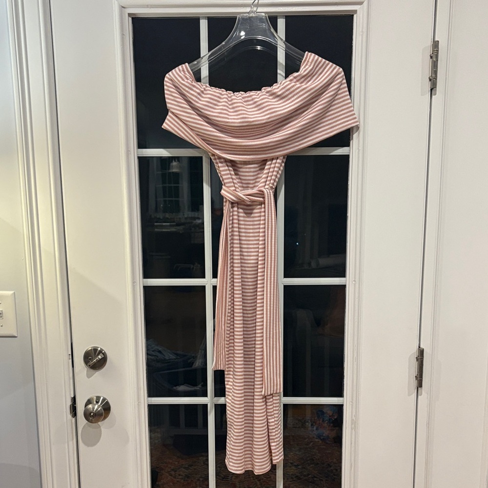 Striped Pink Off-Shoulder Dress